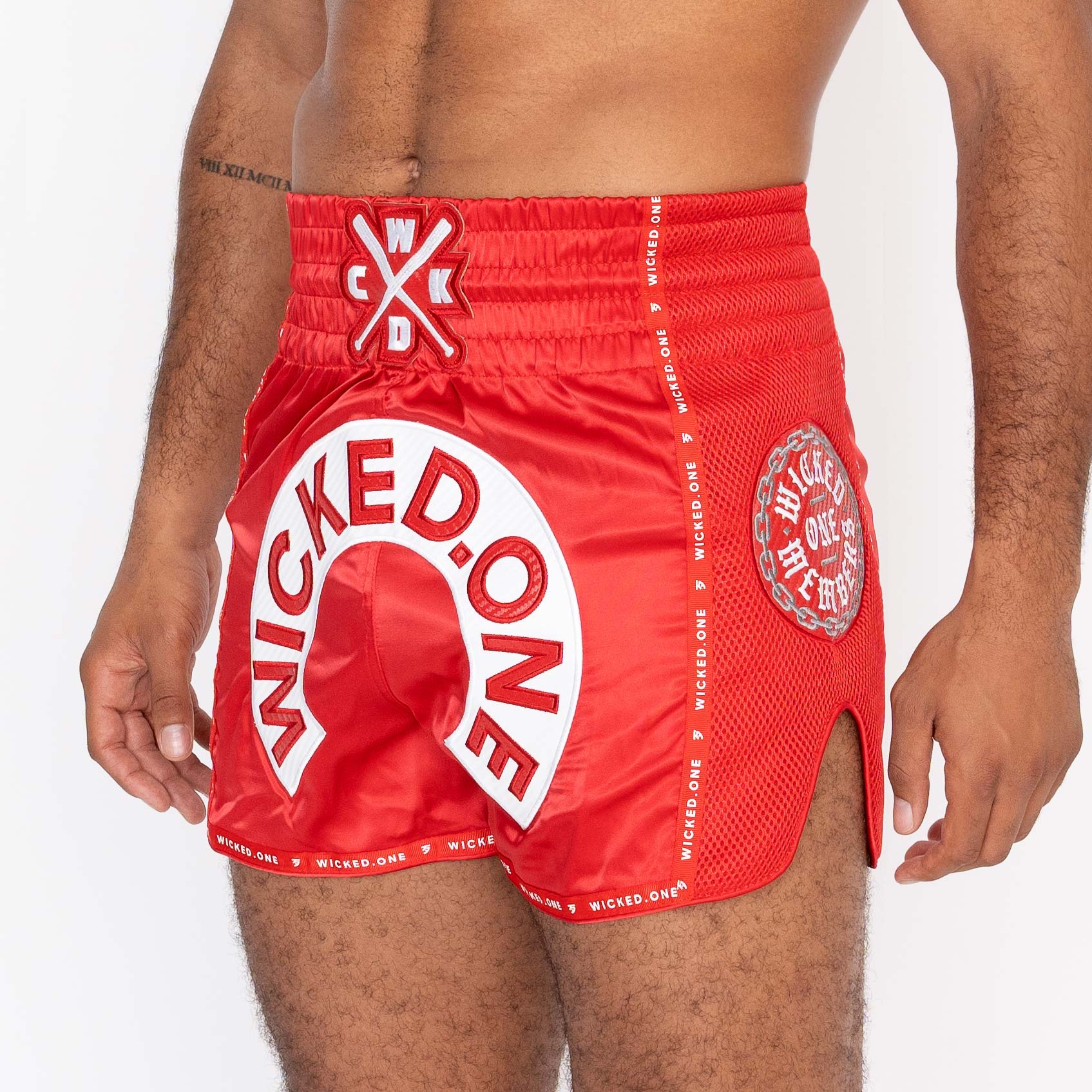Short De Muay Thai Rouge Adulte - Wicked One Herd - Kickboxing K1 - Fabriqué En France - Neuf