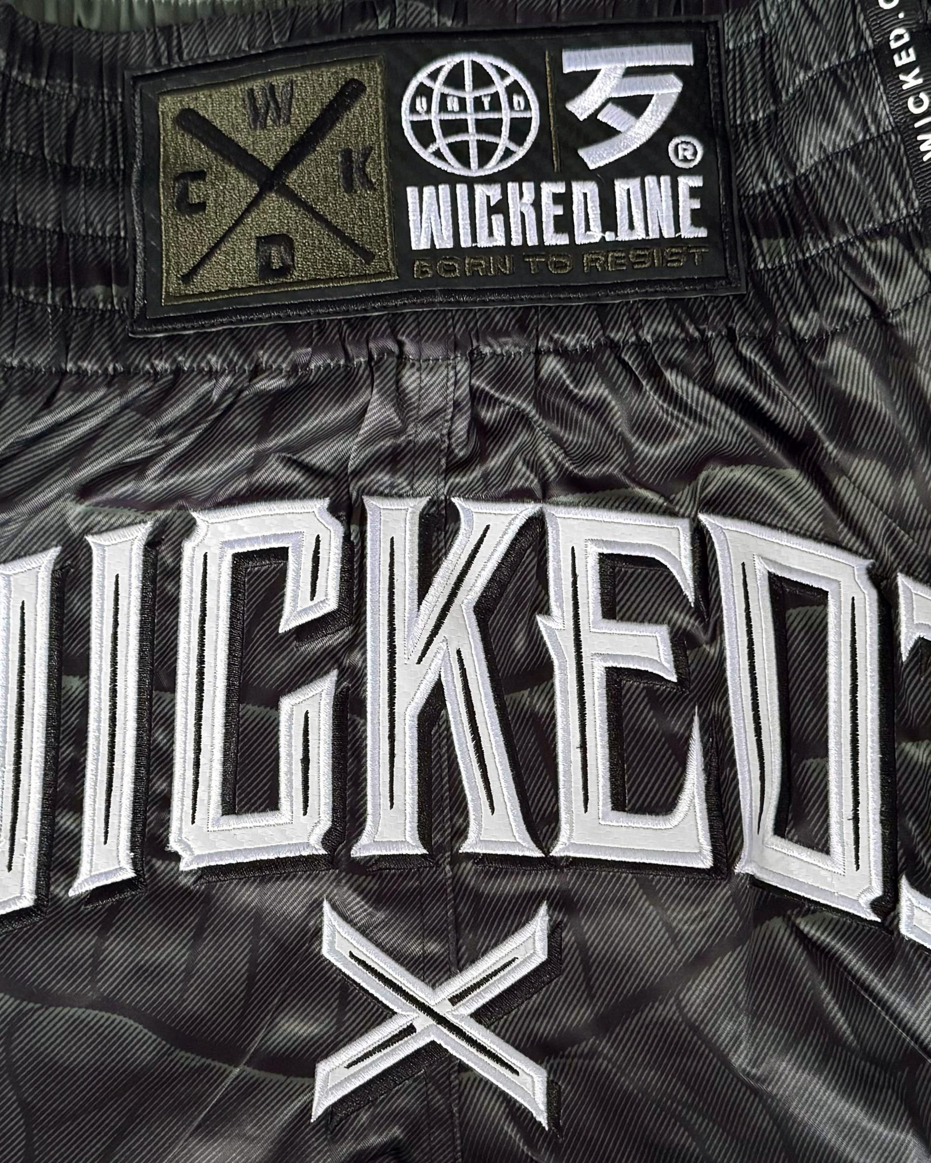 MUAY THAI SHORT CAÏMAN KAKI/NOIR