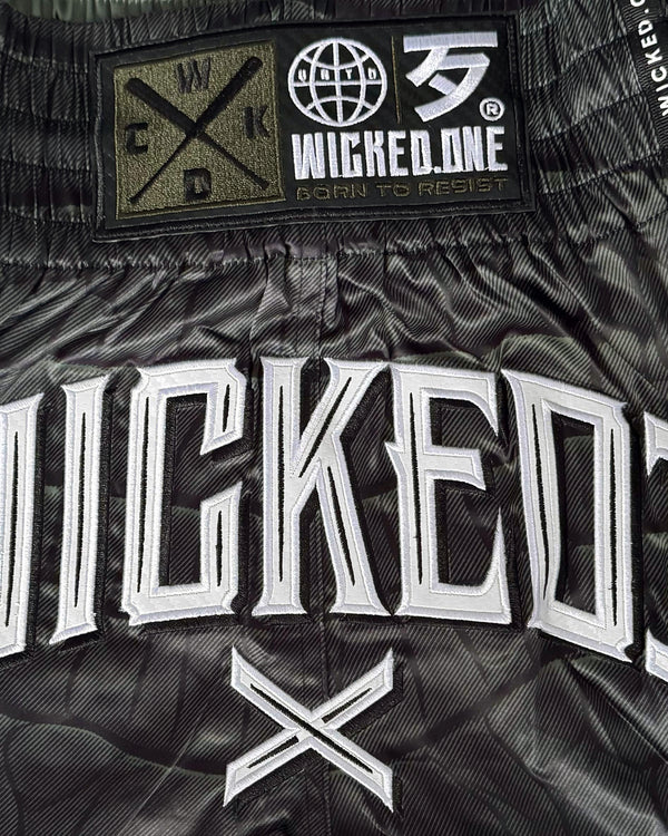 MUAY THAI SHORT CAÏMAN KAKI/NOIR