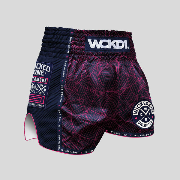MUAY THAI SHORT METAVERS NAVY/ROSE