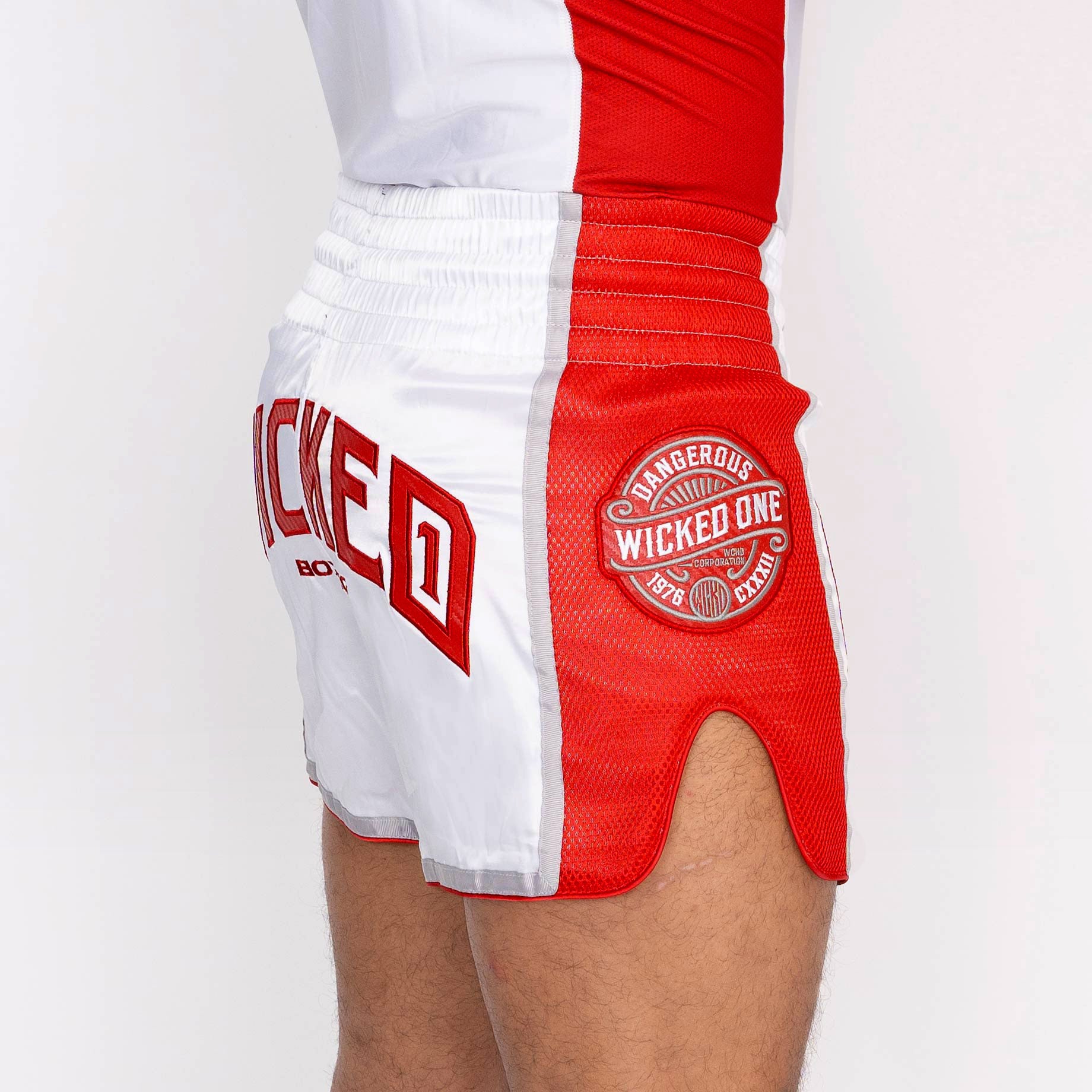 MUAY THAI SHORT BLOCK WHITE